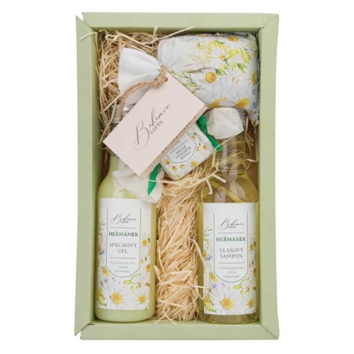 Kosmetická sada heřmánek - sprchový gel 200 ml šampon 200 ml sůl 150 g a mýdlo 30 g